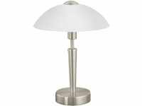 EGLO Tischleuchte Solo 1, 1 flammige Tischlampe, Nachttischlampe aus Metall in Silber