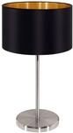 EGLO Tischlampe Maserlo, 1 flammige Textil Tischleuchte, Nachttischlampe aus Stahl