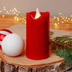 hellum LED Wachskerze, &Oslash; 5cm x 10,5 cm hoch, LED Kerzen rot mit flackernde...
