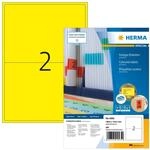 HERMA 4565 Farbige Etiketten gelb, 100 Blatt, 199,6 x 143,5 mm, 2 pro A4 Bogen, 200