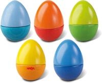 HABA Musikeier &ndash; 5 Bunte Rasseleier aus Holz zur musikalischen Fr&uuml;hf&ouml;rderung f&uuml;r