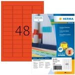 HERMA 4545 Farbige Etiketten rot, 100 Blatt, 45,7 x 21,2 mm, 48 pro A4 Bogen, 4800