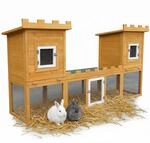 Mucola Kaninchenstall Schloss XXL 192x50x100 cm Holz 2 Etagen mit Freilauf 