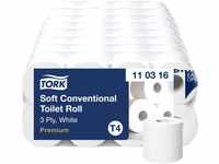 Tork Weiches Kleinrollen-Toilettenpapier in Weiß T4, Premium, 3-lagig, 8 × 250
