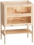Wiltec 3 Etagen Nagerk&auml;fig, 600 x 400 x 800 mm, aus Holz, mit klappbarem Deckel &