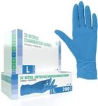 SF Nitrilhandschuhe L Blau &ndash; 200 St&uuml;ck Einweghandschuhe, latexfrei | Puderfreie