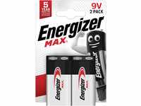 Energizer Batterien, Max 9V Blockbatterie Alkaline, 2 Stück