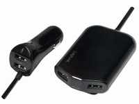 LogiLink USB Kfz Netzteil für Vorder- & Rücksitze, 2X 2 USB-Port, 2X 12W,...