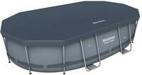 Bestway Abdeckplane f&uuml;r Power Steel Frame Pool oval, grau, 418 x 230 x 0,1 cm,