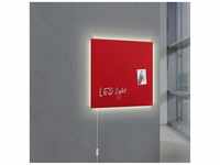 SIGEL GL402 Premium Glas-Magnettafel 48 x 48 cm mit LED-Beleuchtung, rot