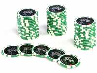 50 Poker-Chips Laser-Chips Ocean-Champion-CHIP Kanten abgerundet 12g Metallkern...