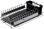 MasterClass Kleiner Edelstahl-Geschirrabtropfer mit Besteckablage, 41 x 22 x 13 cm,