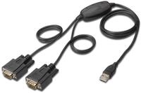 DIGITUS USB auf 2x Seriell Adapter - RS232 Konverter - USB 2.0 Typ-A zu 2x DSUB 9M -