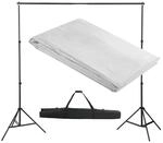 vidaXL Fotostudio Set 3x3 m Wei&szlig; Alu Hintergrundsystem Fotografie Hintergrund