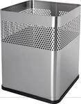 helit H2515900 - Quadratischer Edelstahl-Papierkorb, 18 Liter, silber, mit Lochdekor,