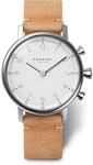 KRONABY Damen Hybrid Smartwatch Leder Beige - Saphirglas - Wasserdicht 10 ATM -