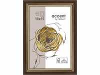 accent by nielsen Holz Bilderrahmen Ascot, 10x15 cm, Dunkelbraun/Gold