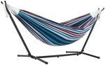Vivere, Denim Double Cotton Hammock with Space-Saving Steel Stand including carrying