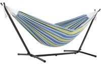Vivere, Oasis Double Cotton Hammock with Space-Saving Steel Stand including carrying
