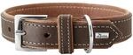 HUNTER Hundehalsband PORTO, Farbe: d-braun/cognac, pflanzlich gegerbtes