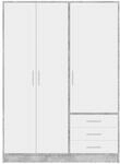 FORTE Jupiter Schrank 140 150, Kleiderschrank, Dreht&uuml;renschrank, 3-t&uuml;rig, mit 3