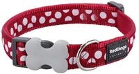 Red Dingo Nylon Hundehalsband, wei&szlig;e Punkt an rot, M (DC-S5-RE-20)