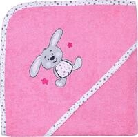 W&ouml;rner Kapuzenbadetuch Hase Walk-Frottier rosa/wei&szlig; Gr&ouml;&szlig;e 100x100 cm