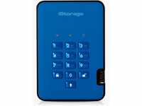 iStorage diskAshur2 HDD 500GB Blau | Sichere tragbare Festplatte | Passwortgeschützt