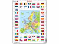Larsen KL1 Flaggen und politische Karte Europas, Deutsch Ausgabe, Rahmenpuzzle...