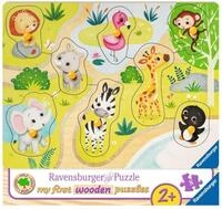 Ravensburger Kinderpuzzle - 03687 Unterwegs im Zoo - My First Wooden Puzzle mit 10