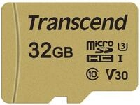Transcend 32GB microSDHC 500S Speicherkarte mit Adapter, UHS-I U3, MLC Flash, Hohe
