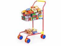 Bayer Design 75002AA Einkaufswagen Supermarkt Kinder, mit Spiellebensmittelkartons,