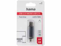 Hama 64GB USB-Speicherstick mit USB 2.0 & microUSB (2-in-1 USB-Stick, z.B. für