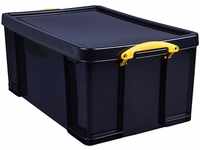 Really Useful Aufbewahrungsbox aus Kunststoff, 48 l, massives Schwarz mit gelben