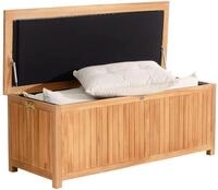 CLP Auflagenbox aus Teakholz mit Gasdruckfeder-Deckel Odessa, robuste Gartenbox...