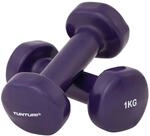 Tunturi Kurzhantel-Set, farbige Hanteln mit 2 x 1 kg, Vinyl, Stahlhanteln
