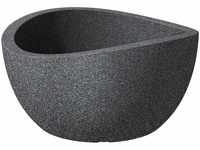 Scheurich Wave Globe Bowl, runde Pflanzschale aus Kunststoff, Schwarz-Granit, 40 cm