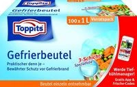 Toppits Gefrierbeutel Vorratspack, 1 Liter, 100 St&uuml;ck, Standboden, Transparent