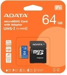 SD MicroSD Card 64GB ADATA SDXC (UHS-I Class 10) m. Ada Retail