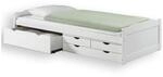 IDIMEX Bett mit Stauraum Andrea Kiefer massiv Weiss Bett 90x200 cm mit 4...