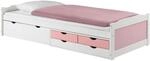 IDIMEX Bett mit Stauraum Andrea Weiss/rosa 90x200 cm (B x L) 4 Schubladen Kiefer