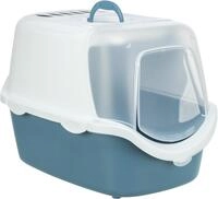 TRIXIE Vico Open Top mit Haube und Katzenklappe, 40 x 40 x 56 cm, blau/wei&szlig;,