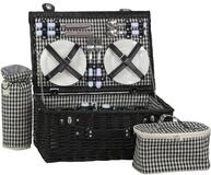 DVier Picknickkorb weide schwarz f. 4 Personen inkl. Thermotasche