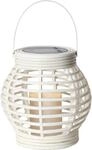 Star Trading Solarlaterne Garten, Rattan-Design in Weiss, 16 x 16 cm, LED Solar