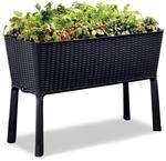 Keter Easy Grow modernes Hochbeet, grau, inkl. Bew&auml;sserungssystem, Rattanoptik,