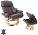 Robas Lund Relaxsessel Calgary XXL mit Hocker, bis 180 kg belastbar, Echtleder braun,