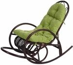 Mendler Schaukelstuhl HWC-C40, Schwingsessel Rattansessel, braun - Auflage gr&uuml;n