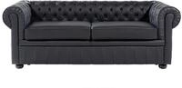 Beliani Klassisches Sofa im englischen Stil Schwarz 3-Sitzer Echtleder Chesterfield