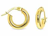 Miore Ohrringe Damen klassische Creolen aus Gelbgold 9 Karat / 375 Gold, runde