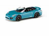 siku 1523, Porsche 911 Turbo S Cabrio, Metall/Kunststoff, Blau, Spielzeugauto für